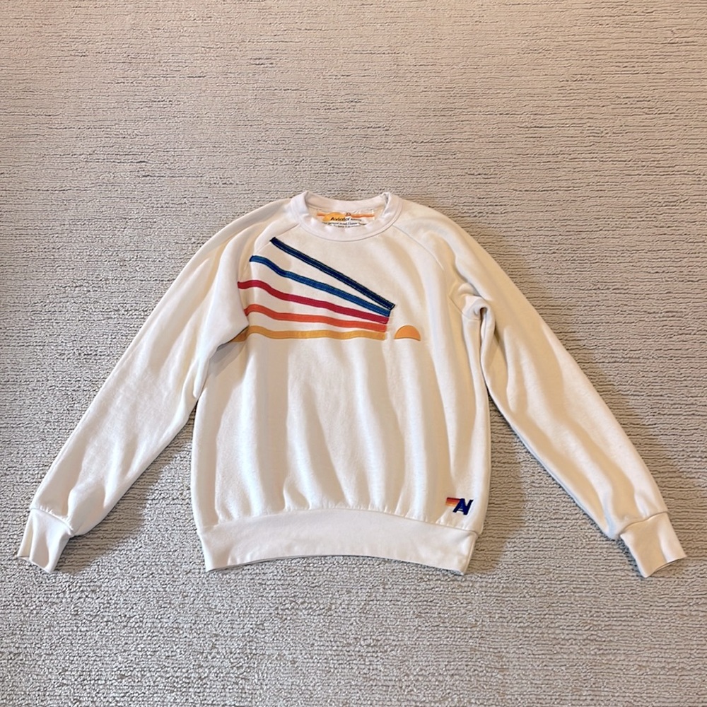 Aviator Nation vintage white crew neck sweatshirt.